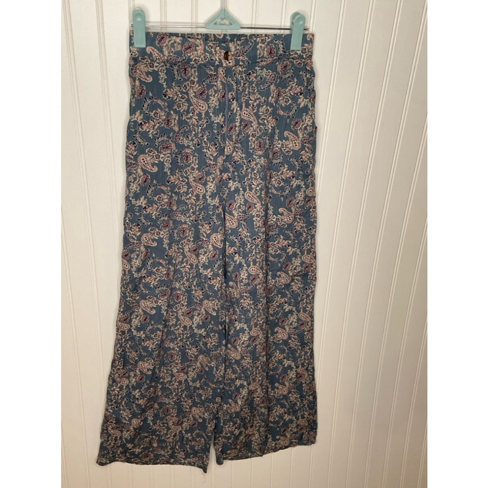 Women's Time After Time Pants, Blue paisley wide leg Size S